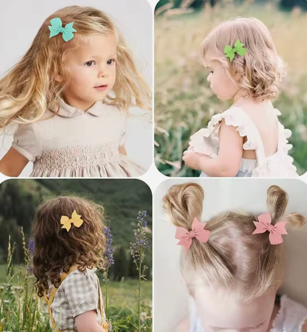 Colorful Baby Hair Bows 🎀 – Soft Clips Set / Moños para bebé colores suaves