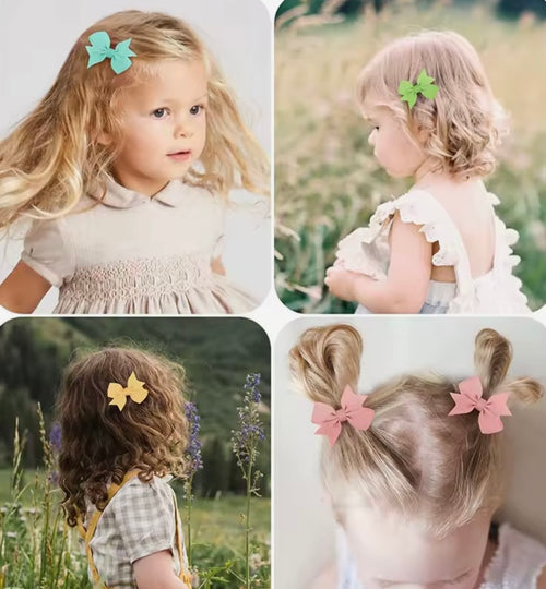 Colorful Baby Hair Bows 🎀 – Soft Clips Set / Moños para bebé colores suaves